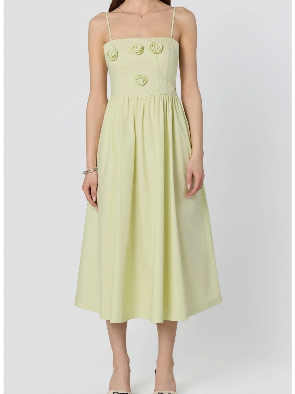 NWOT ASTR The Label Floral Appliqué Midi Dress